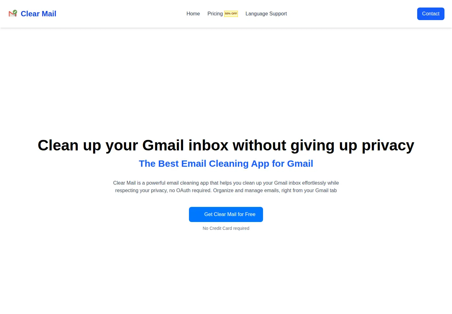 Screenshot of clearmailapp.com