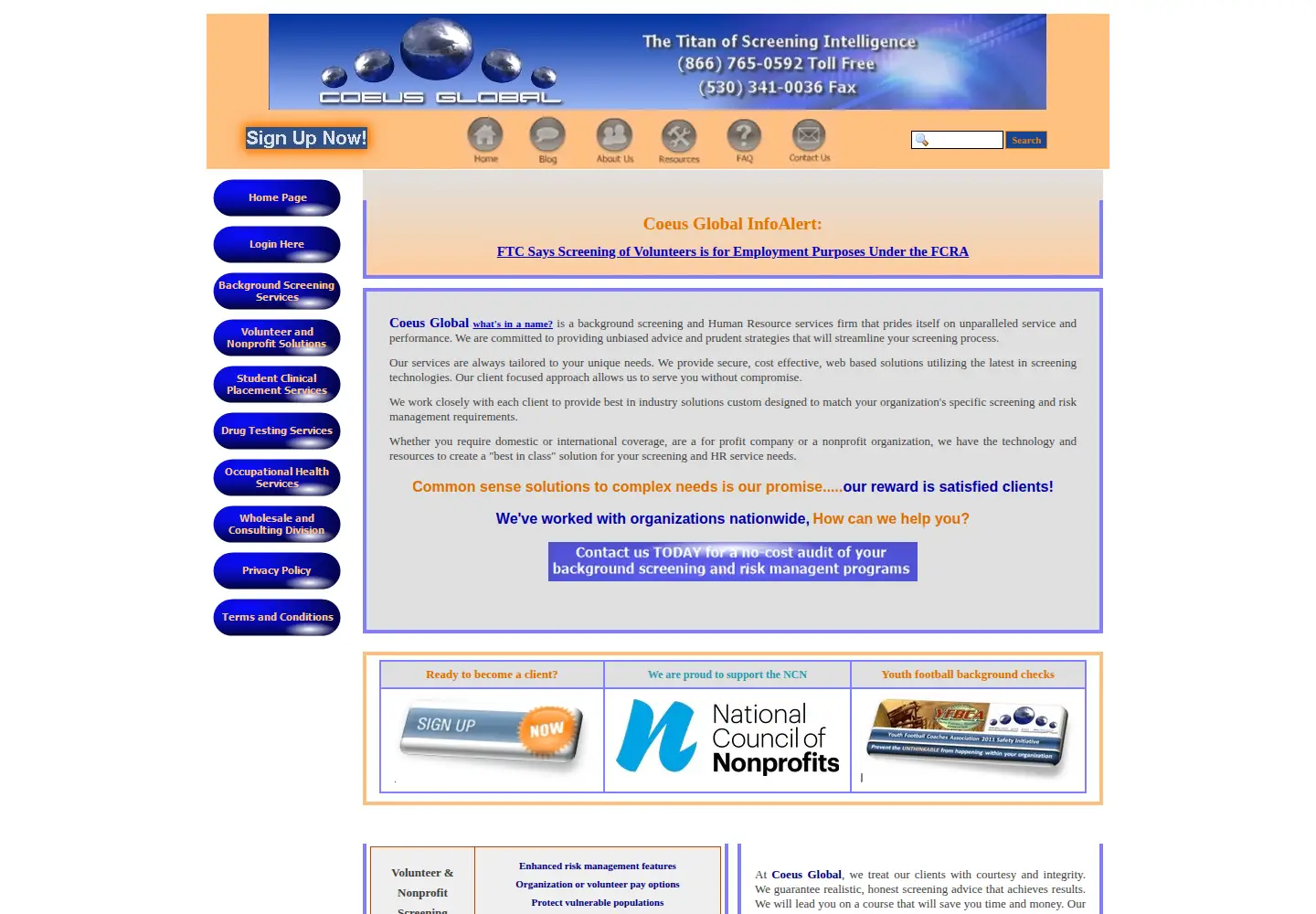 Captured homepage of coeusglobal.com in the current scan