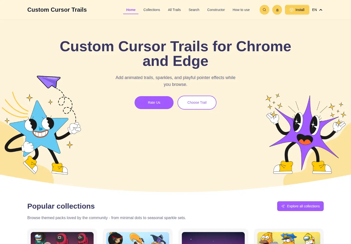 Screenshot of custom-cursor-trails.com