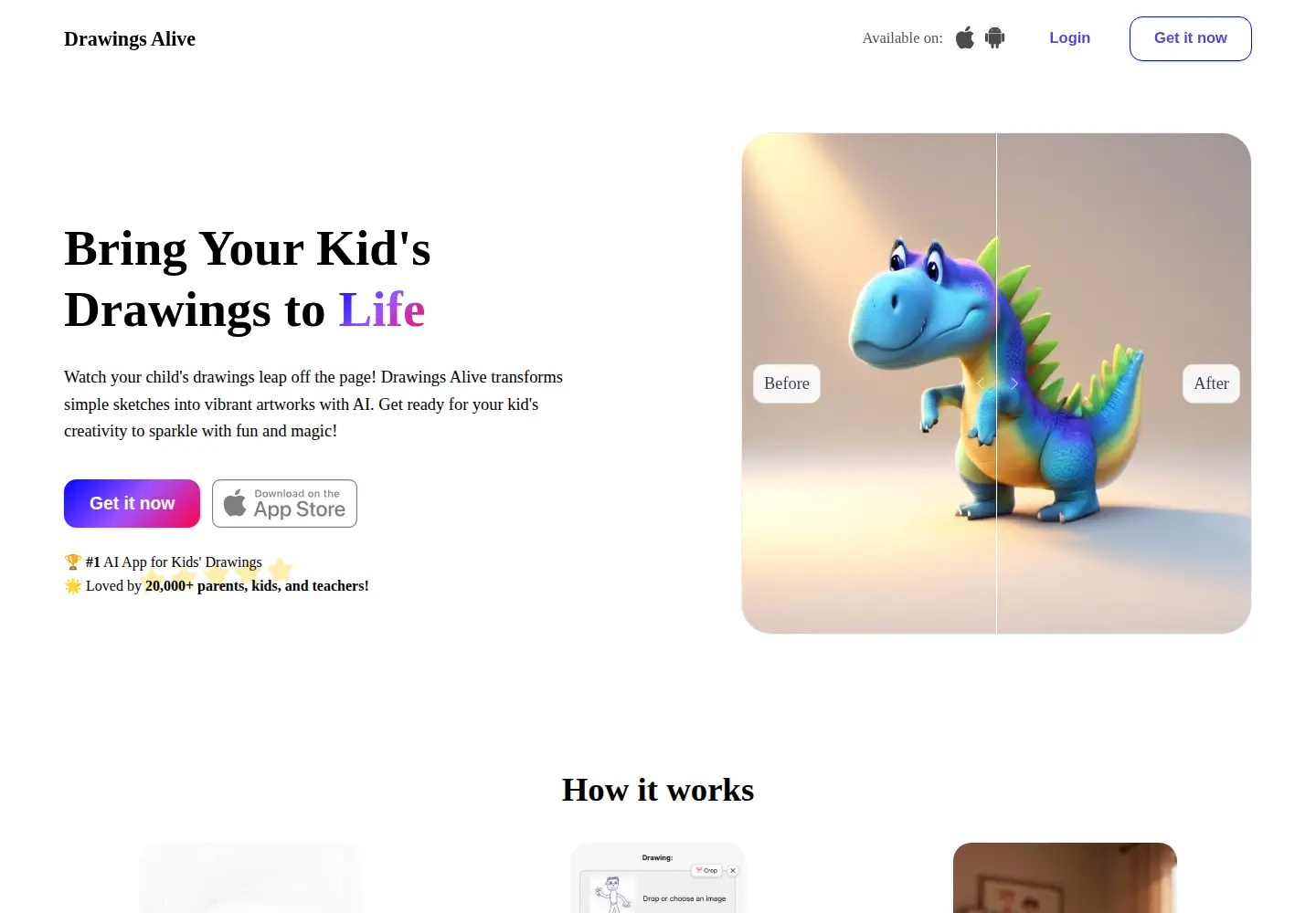 Captured homepage of drawingsalive.com in the current scan