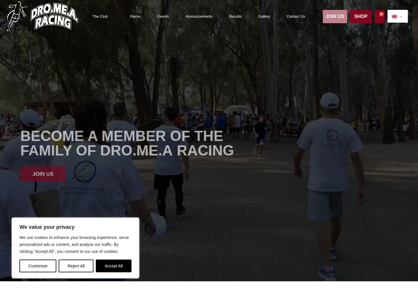 Screenshot of dromearacing.com