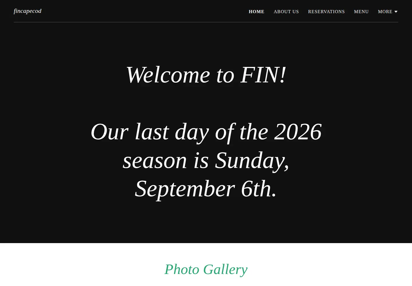 Captured homepage of fincapecod.com in the current scan