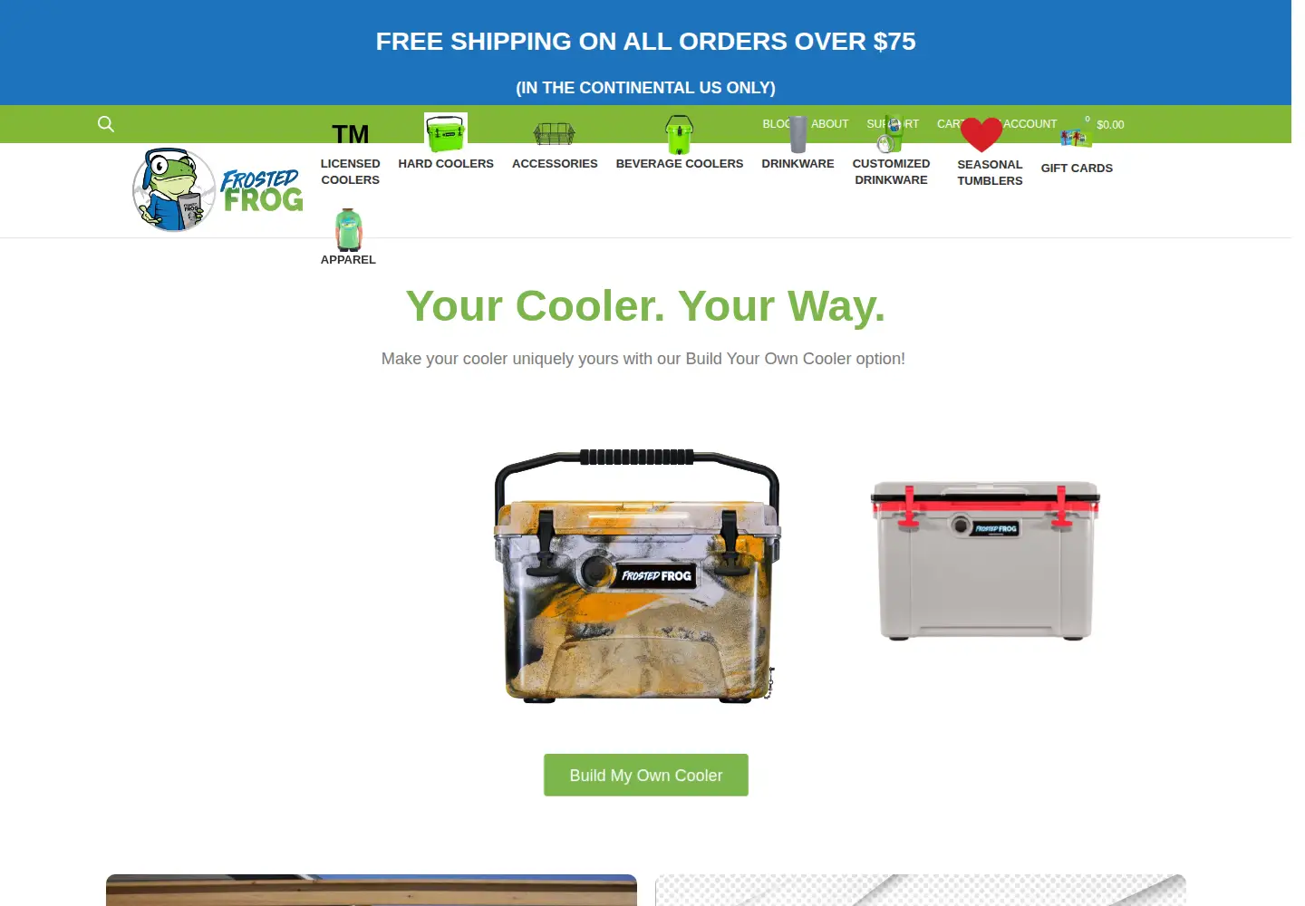 Captured homepage of frostedfrog.com in the current scan