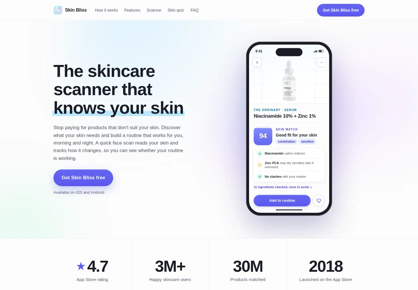 Screenshot of getskinbliss.com