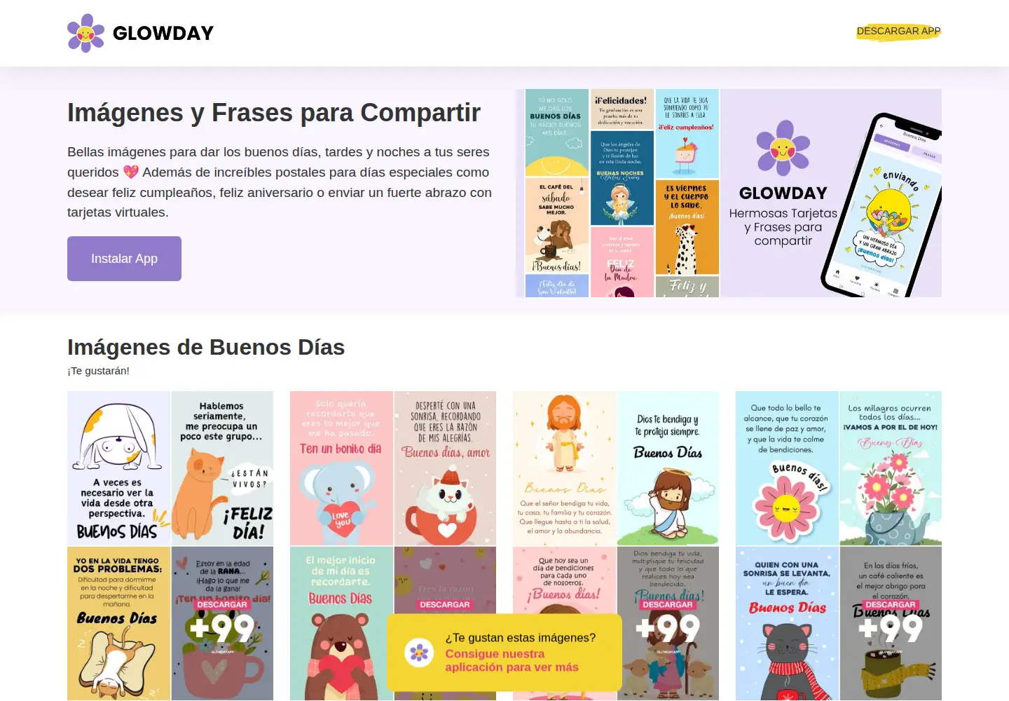 Screenshot of glowdayapp.com