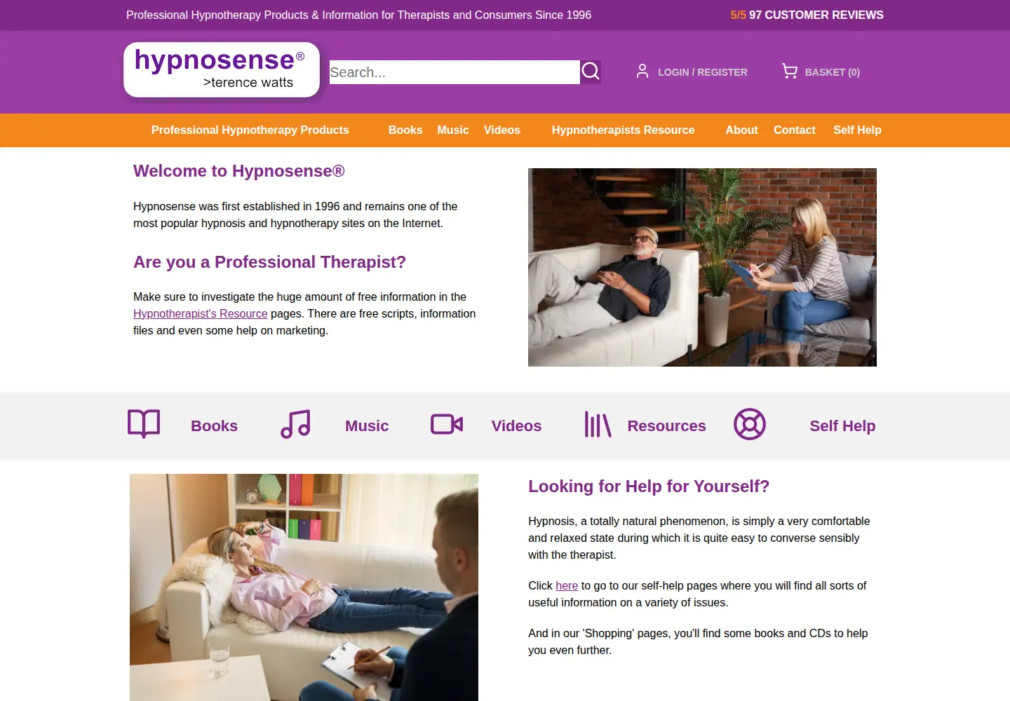 Screenshot of hypnosense.com