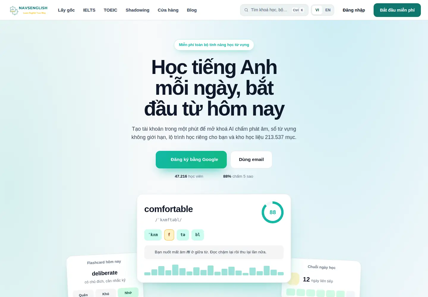 Screenshot of navsenglish.com