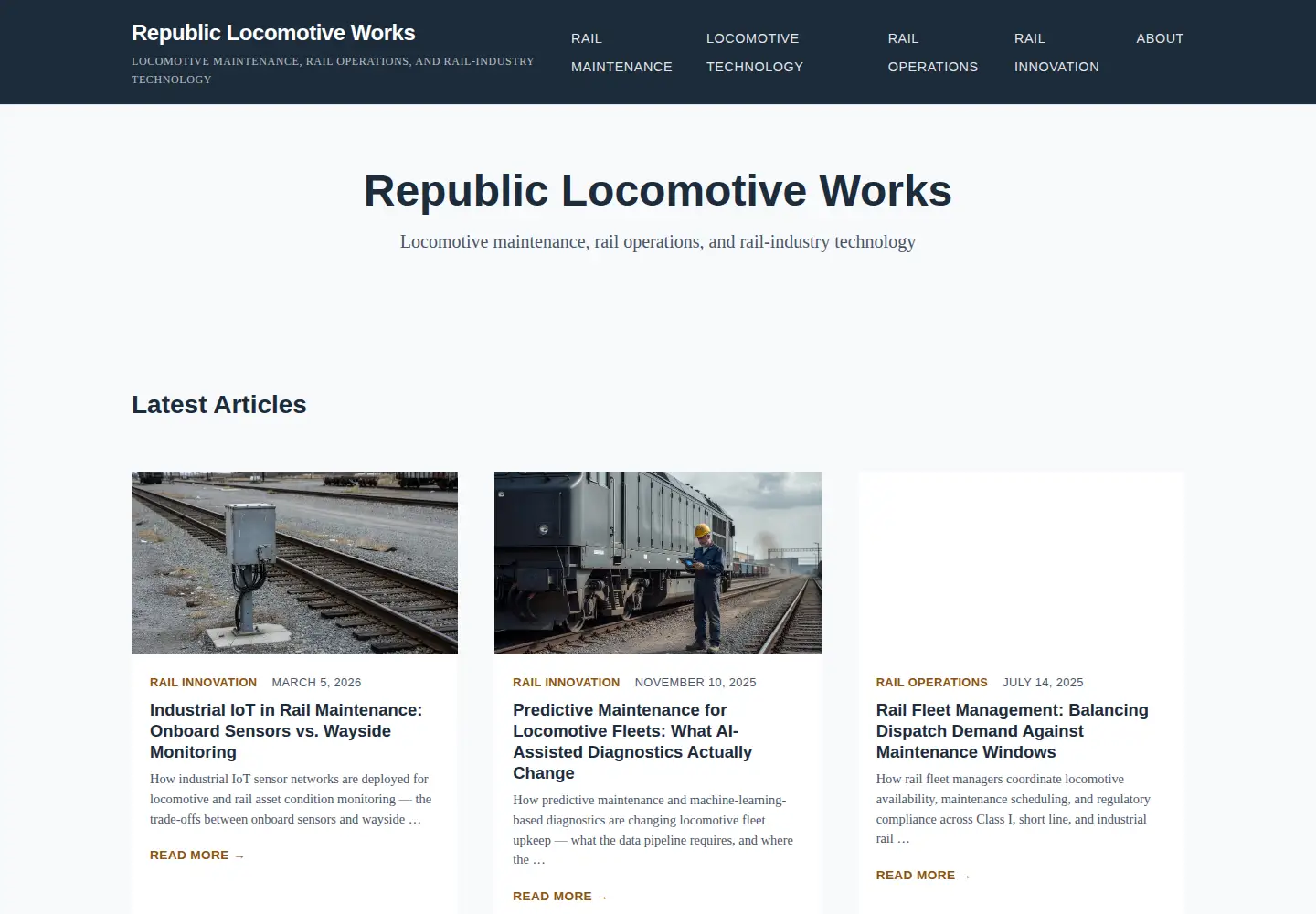 Screenshot of republiclocomotiveworks.com