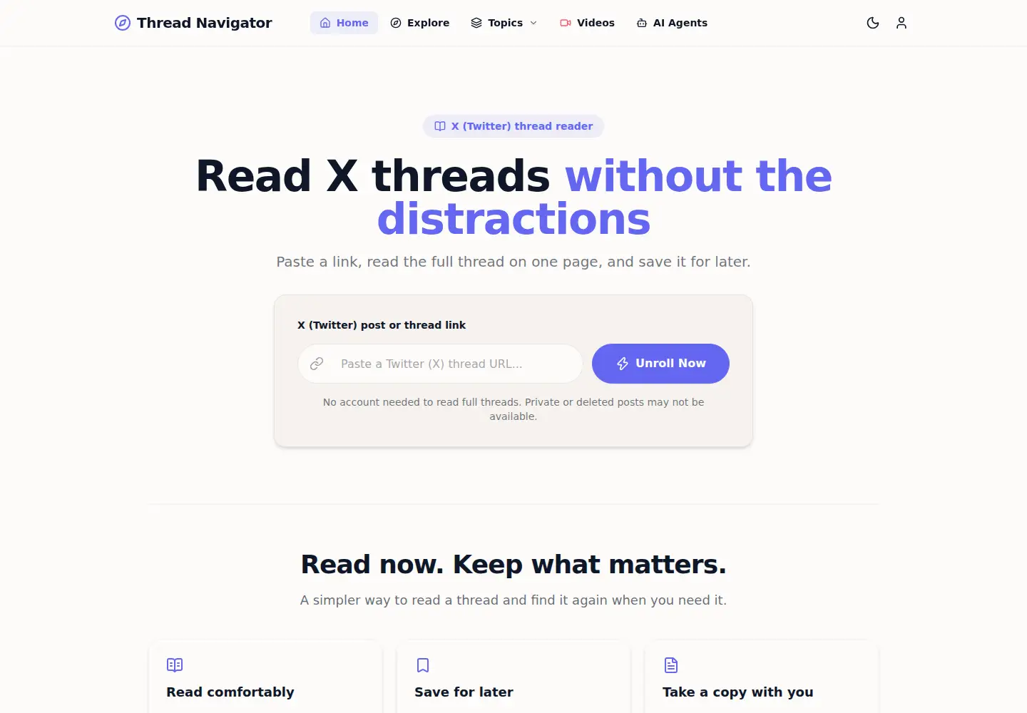 Screenshot of threadnavigator.com