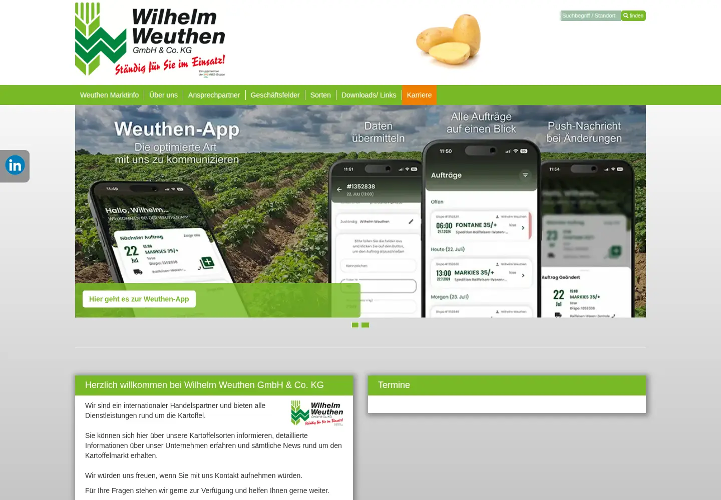 Captured homepage of weuthen-gmbh.de in the current scan