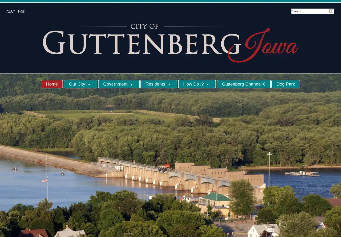 Captured homepage of cityofguttenbergia.gov in the current scan