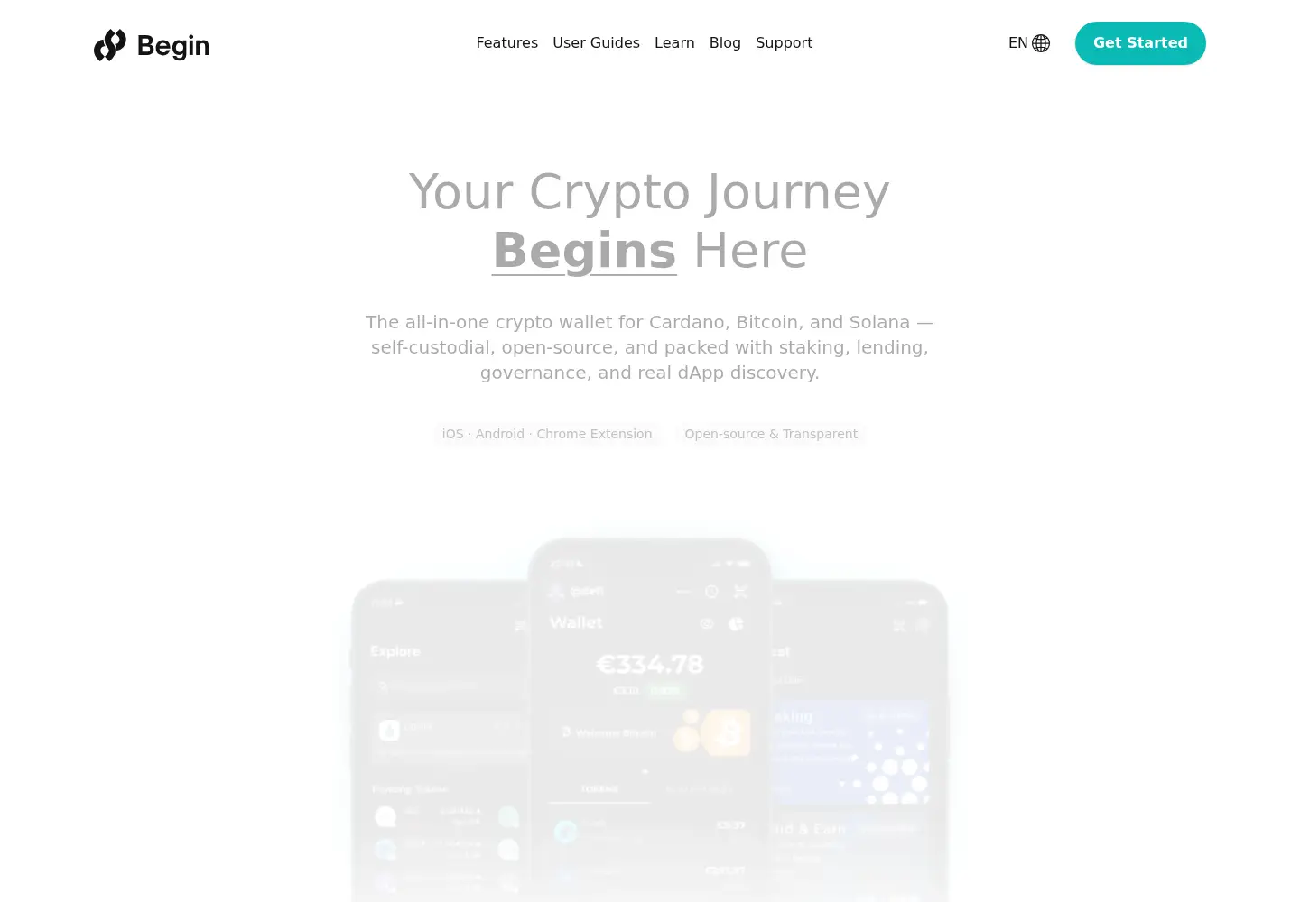 Screenshot of begin.is
