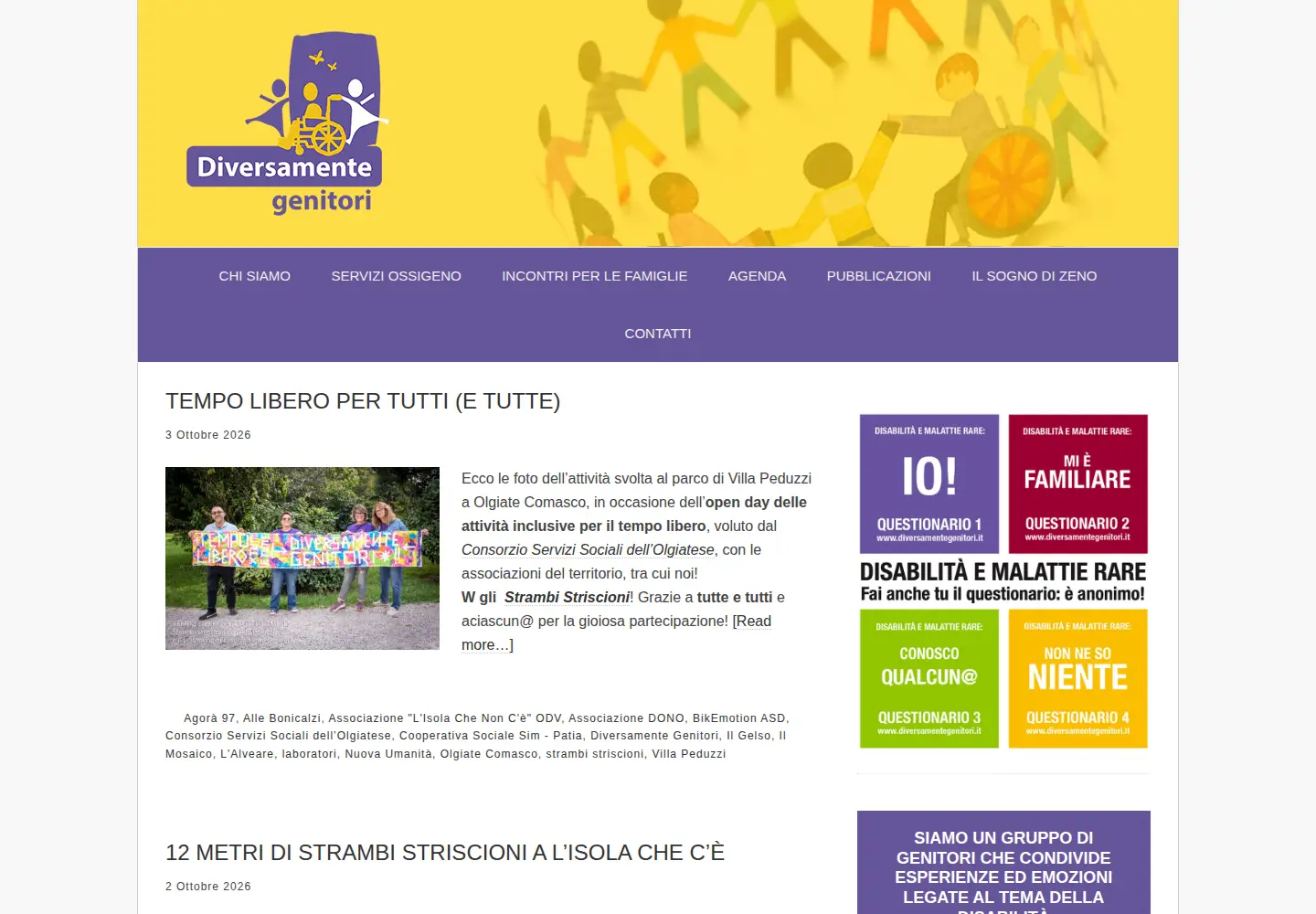 Captured homepage of diversamentegenitori.it in the current scan