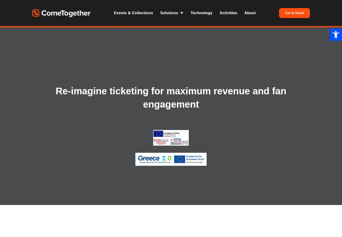 Captured homepage of cometogether.network in the current scan