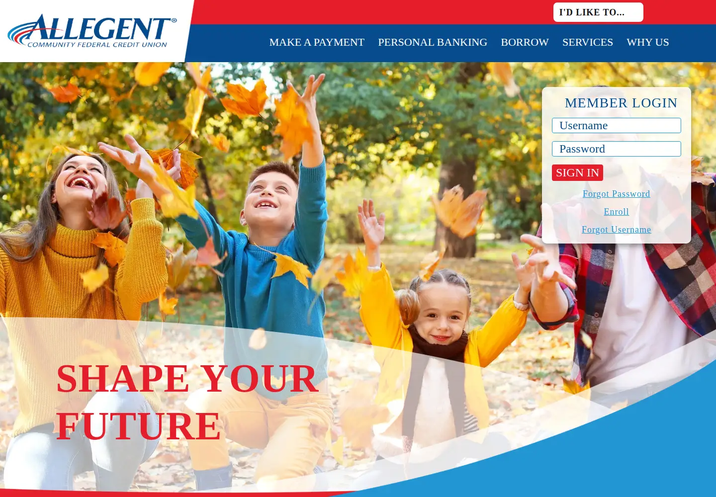 Captured homepage of allegentfcu.org in the current scan