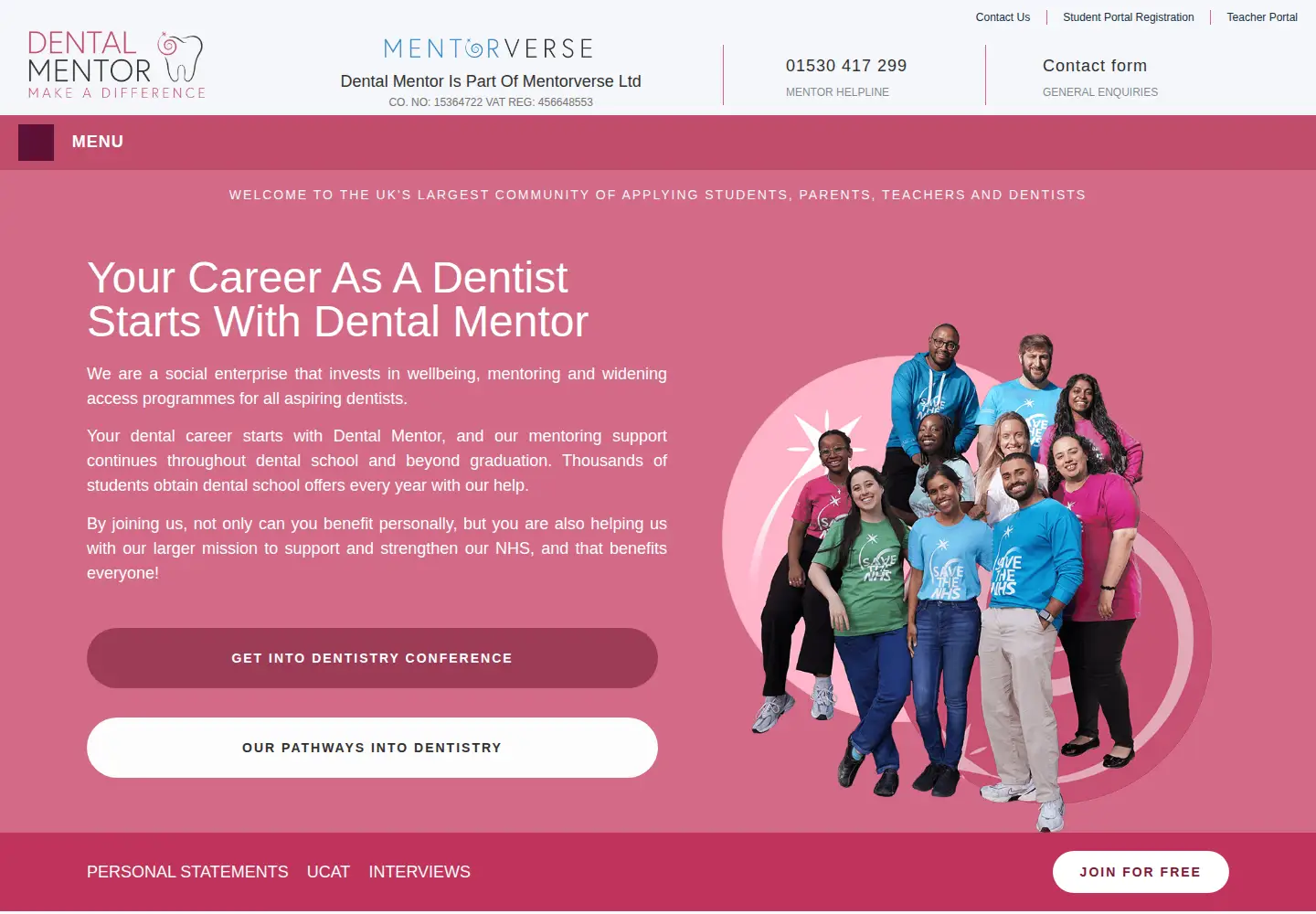 Captured homepage of dental-mentor.org in the current scan