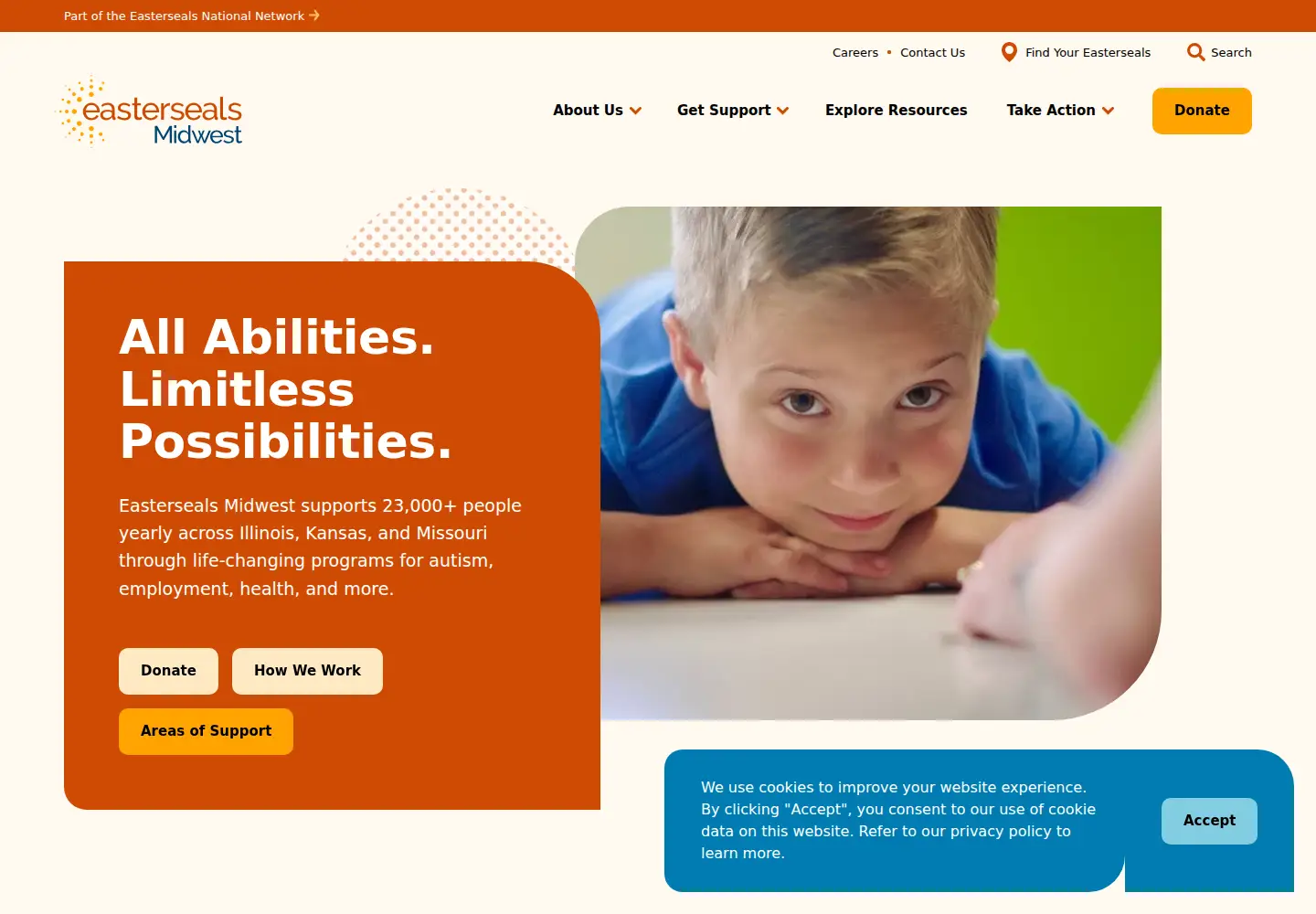Screenshot of eastersealsmidwest.org