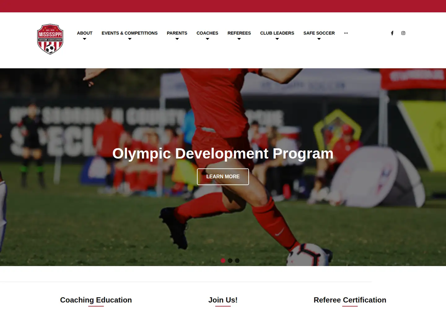 Screenshot of mississippisoccer.org
