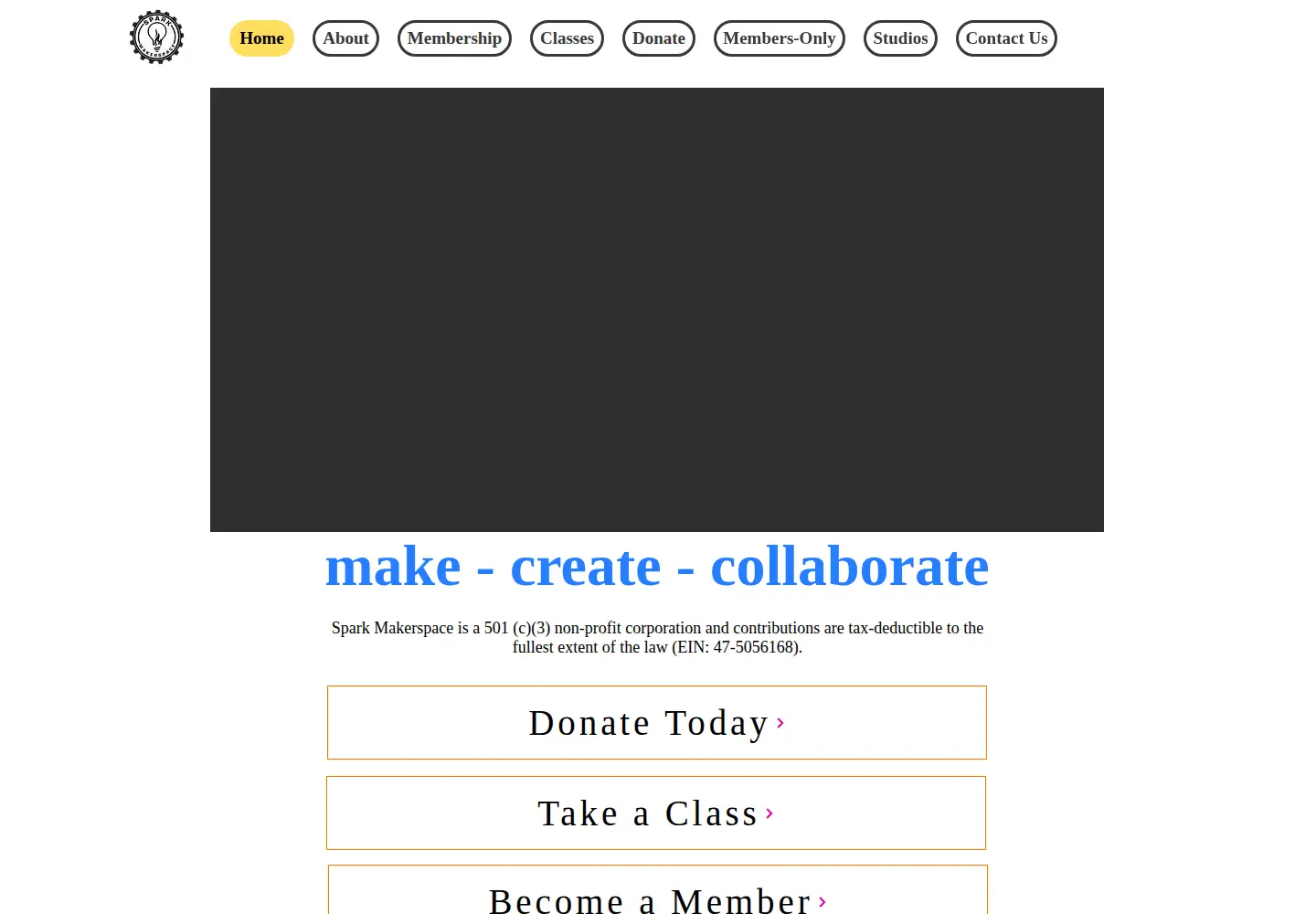 Screenshot of sparkmakerspace.org