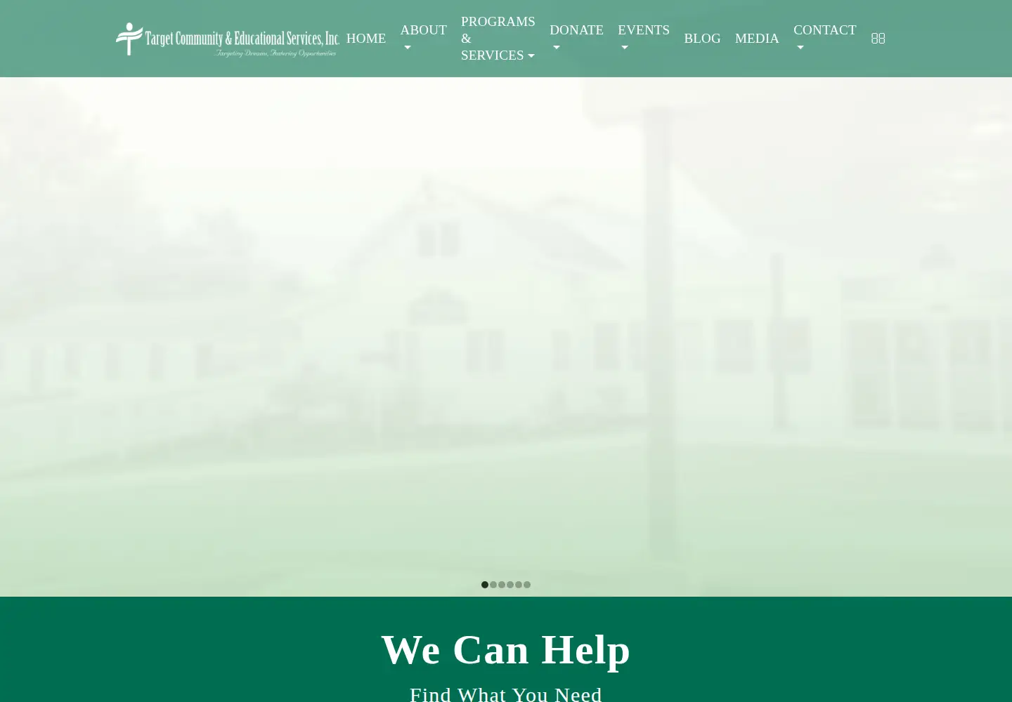 Captured homepage of targetcommunity.org in the current scan