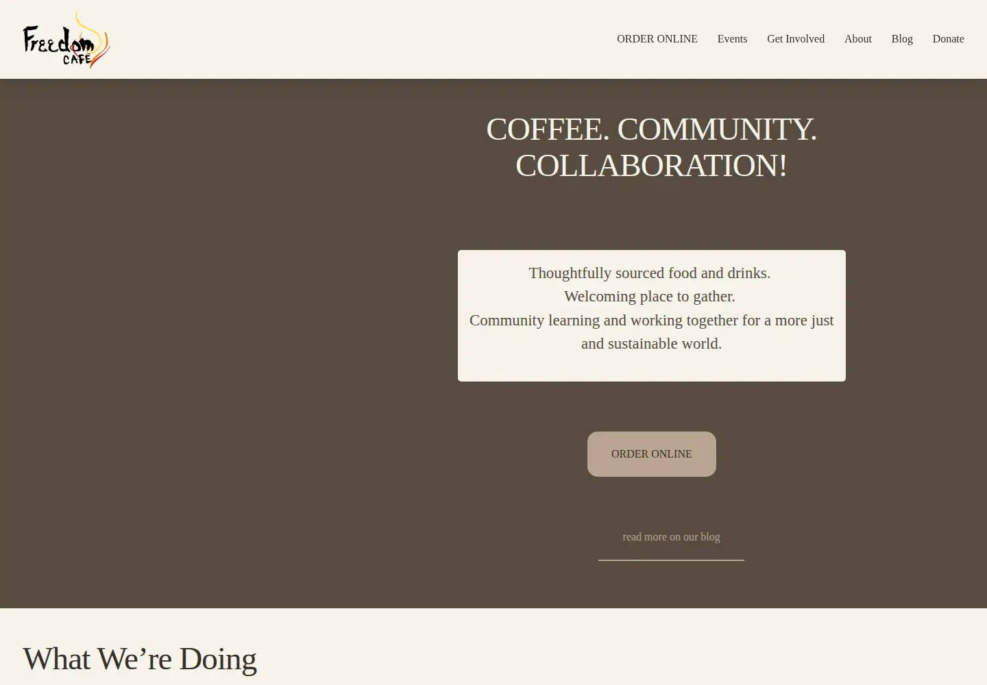 Captured homepage of thefreedomcafe.org in the current scan