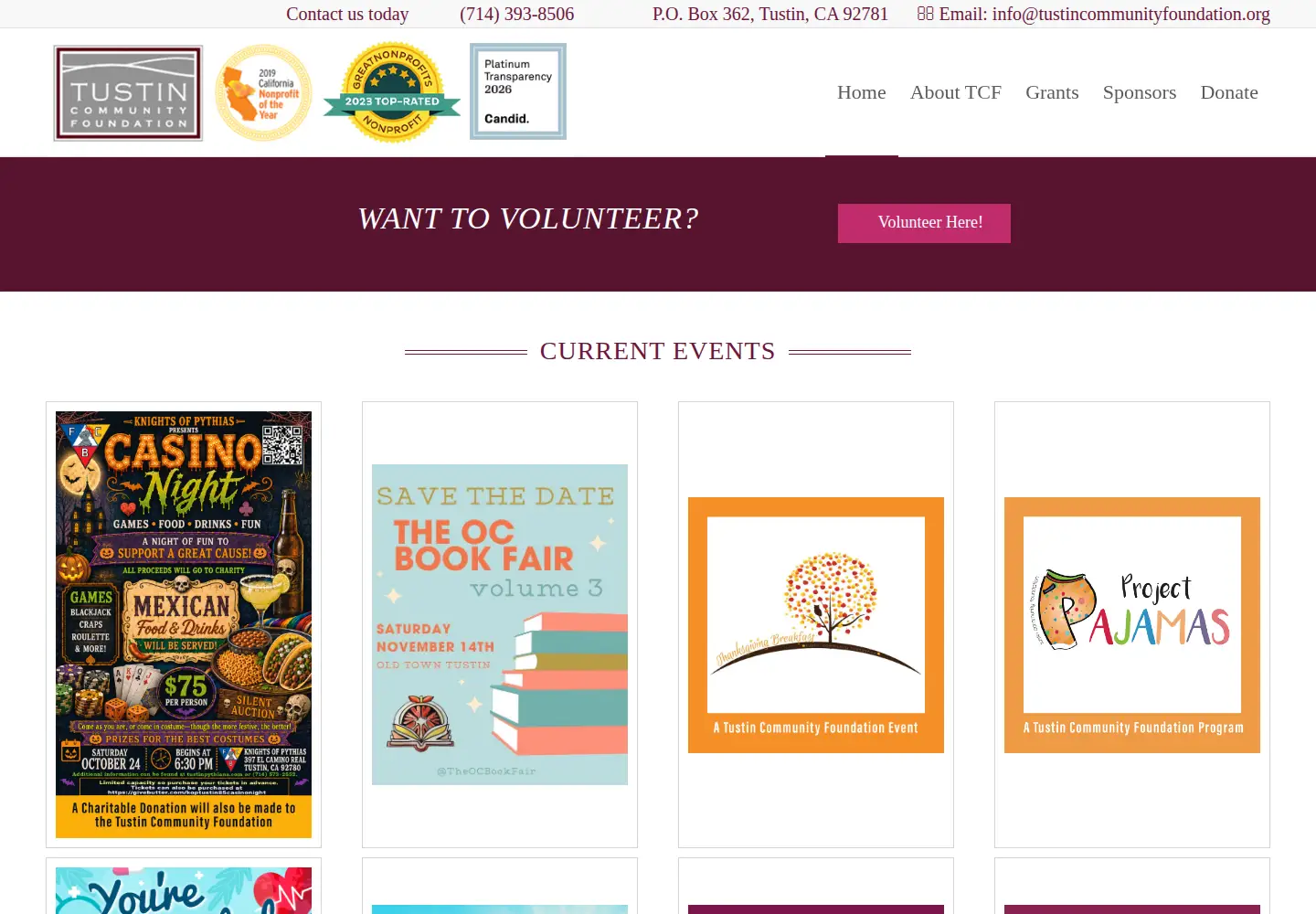 Screenshot of tustincommunityfoundation.org