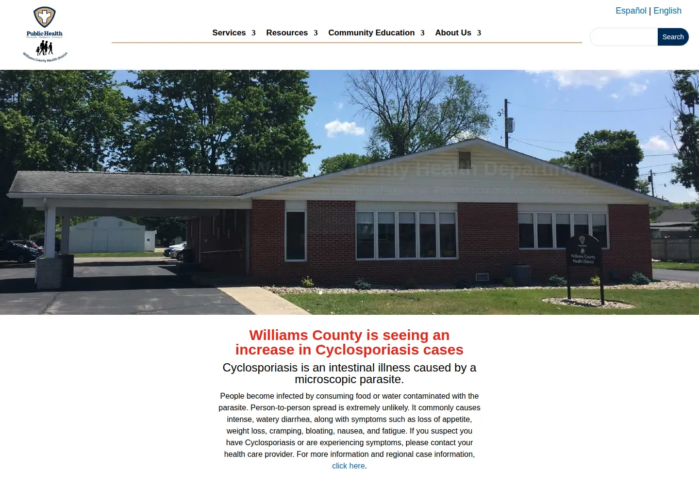 Screenshot of williamscountyhealth.org