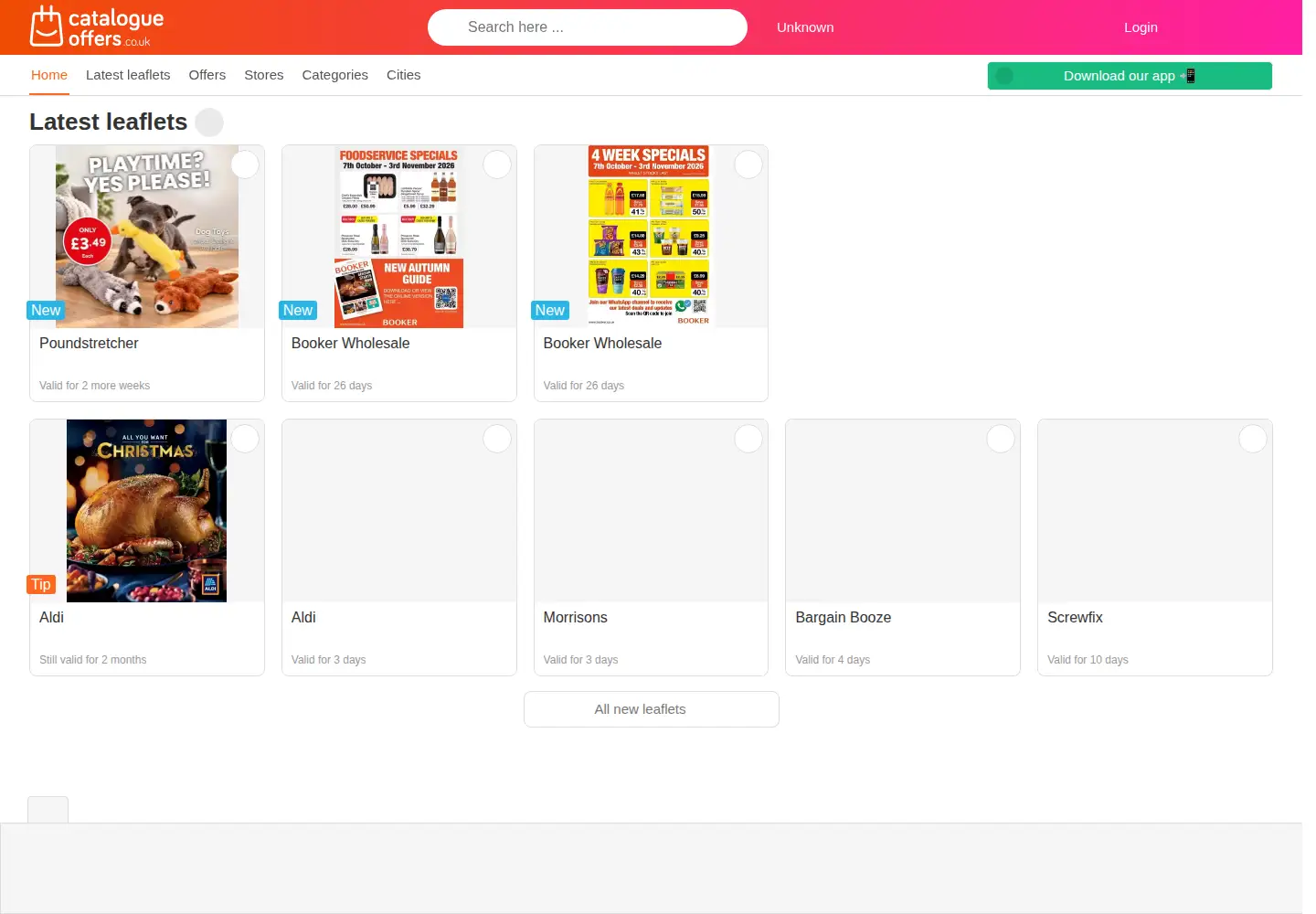 Captured homepage of catalogueoffers.co.uk in the current scan