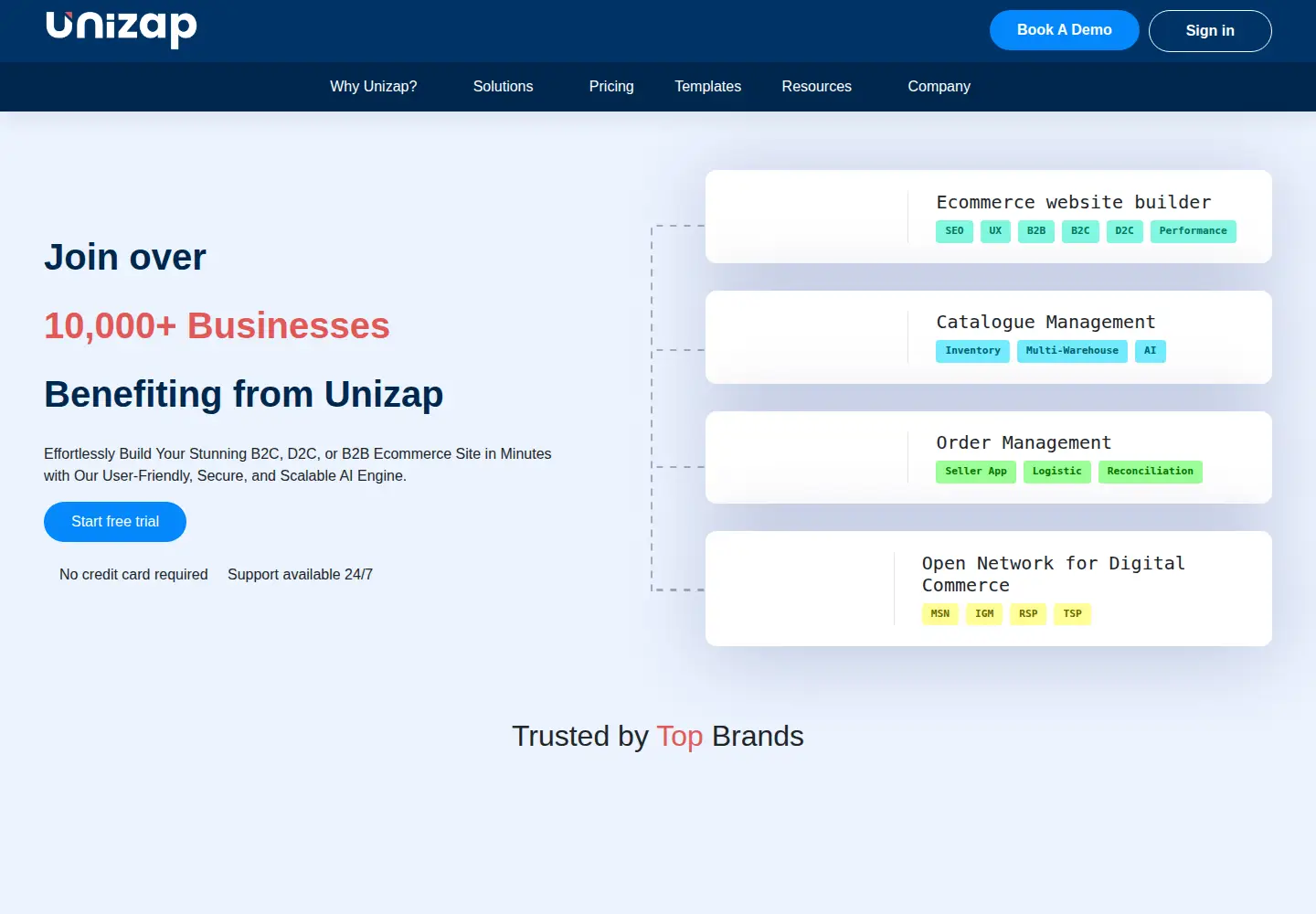 Captured homepage of unizap.ai in the current scan