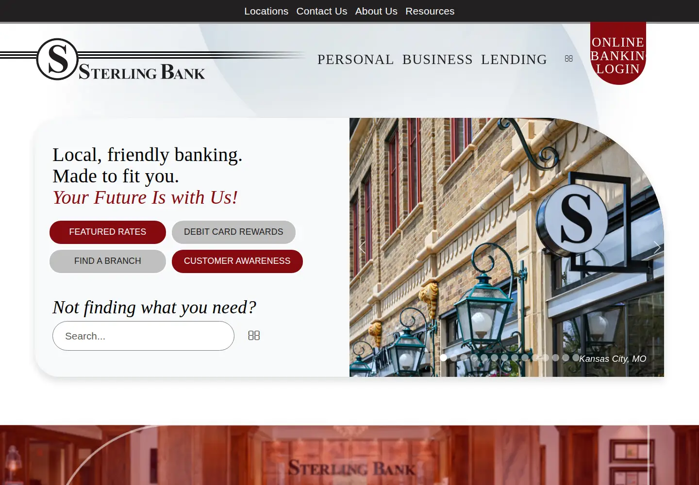 Captured homepage of sterbank.bank in the current scan