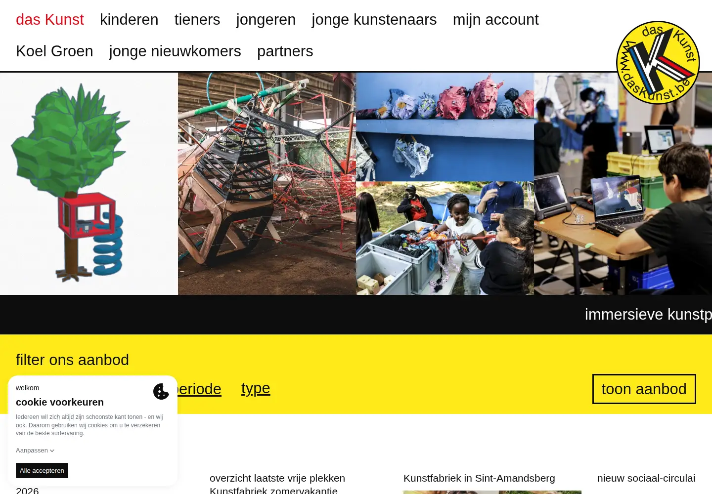 Captured homepage of daskunst.be in the current scan