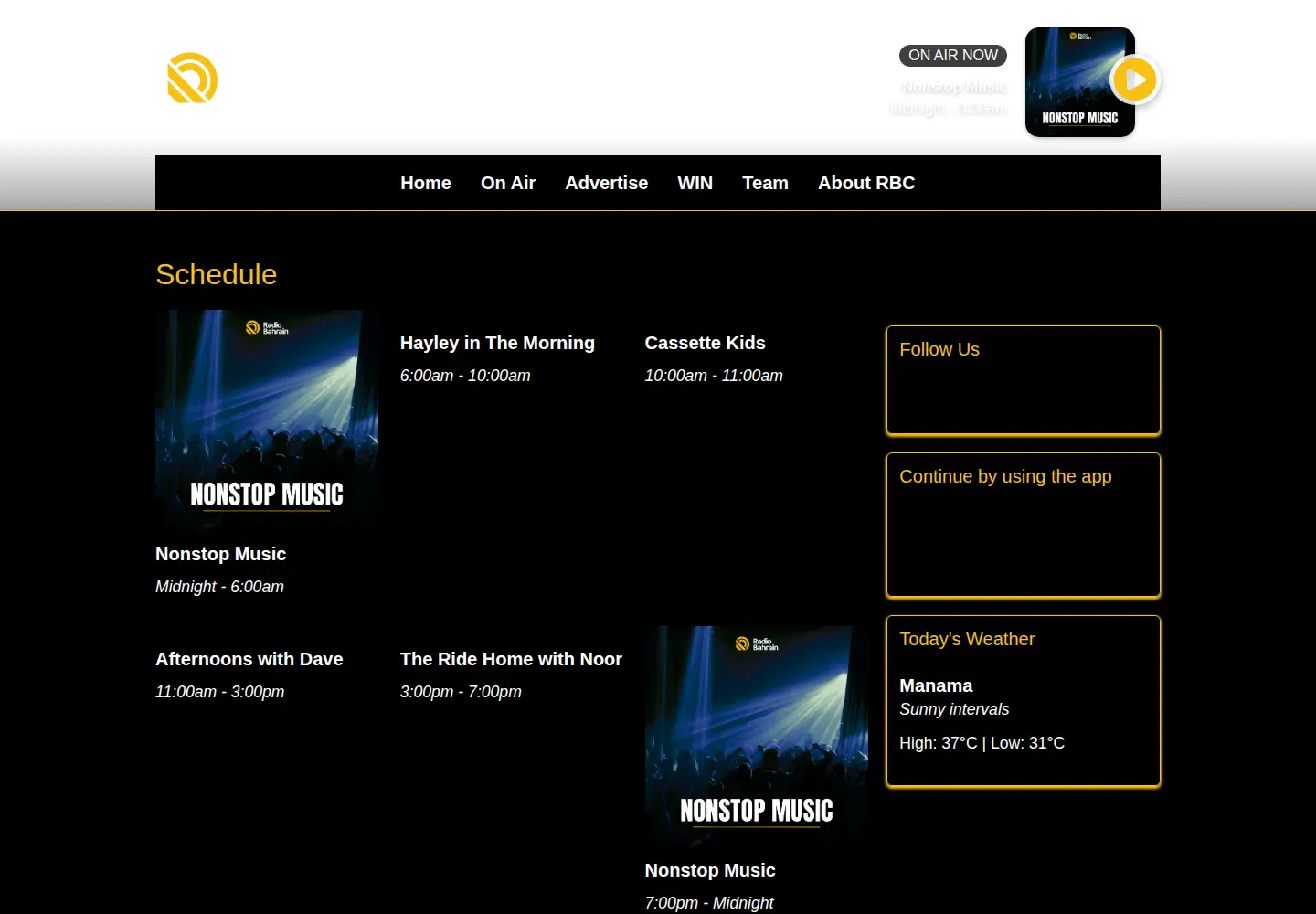 Screenshot of radio.bh