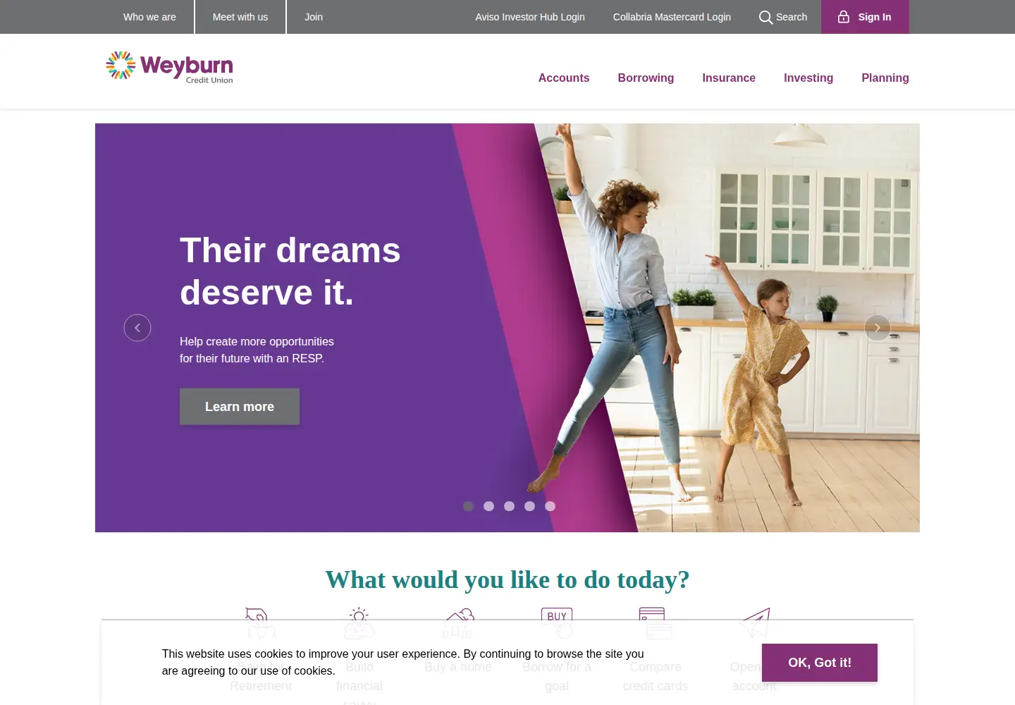 Captured homepage of weyburncu.ca in the current scan