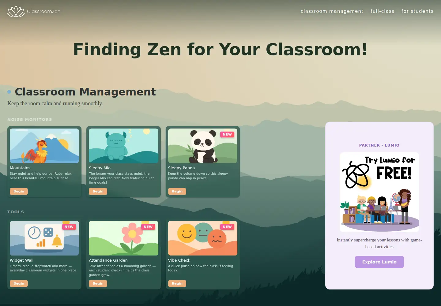 Captured homepage of classroomzen.com in the current scan