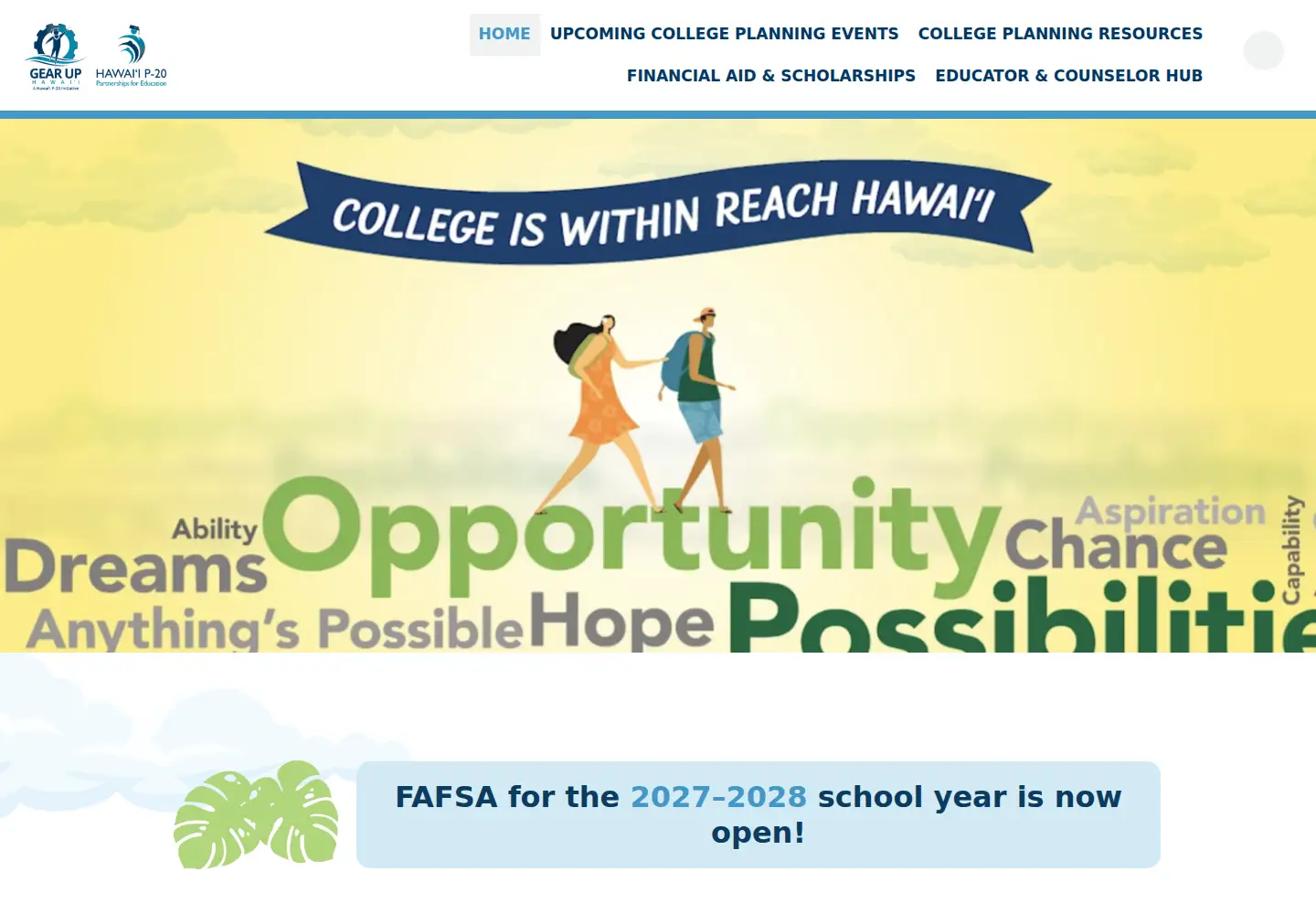 Screenshot of collegeiswithinreachhawaii.com