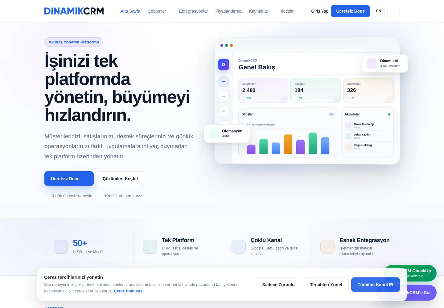 Captured homepage of dinamikcrm.com in the current scan