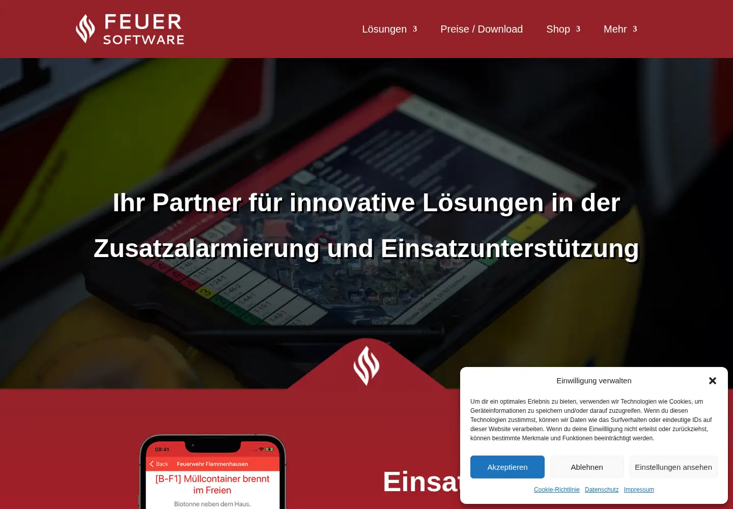 Captured homepage of feuersoftware.com in the current scan