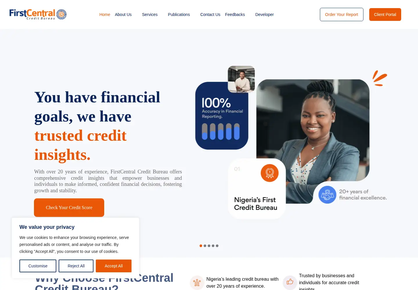 Screenshot of firstcentralcreditbureau.com