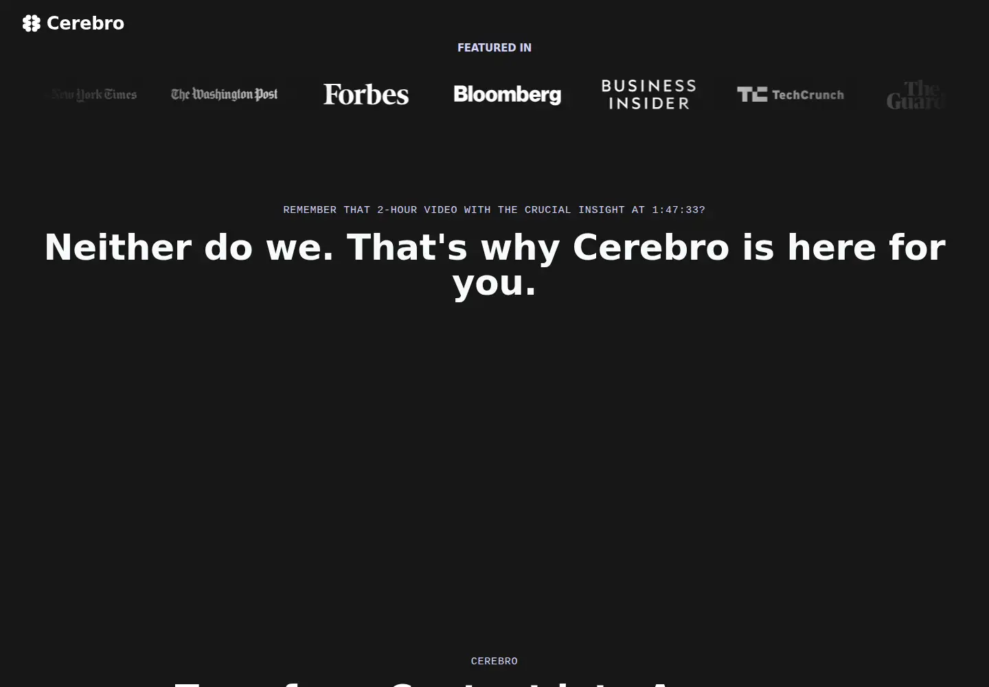 Captured homepage of heycerebro.com in the current scan