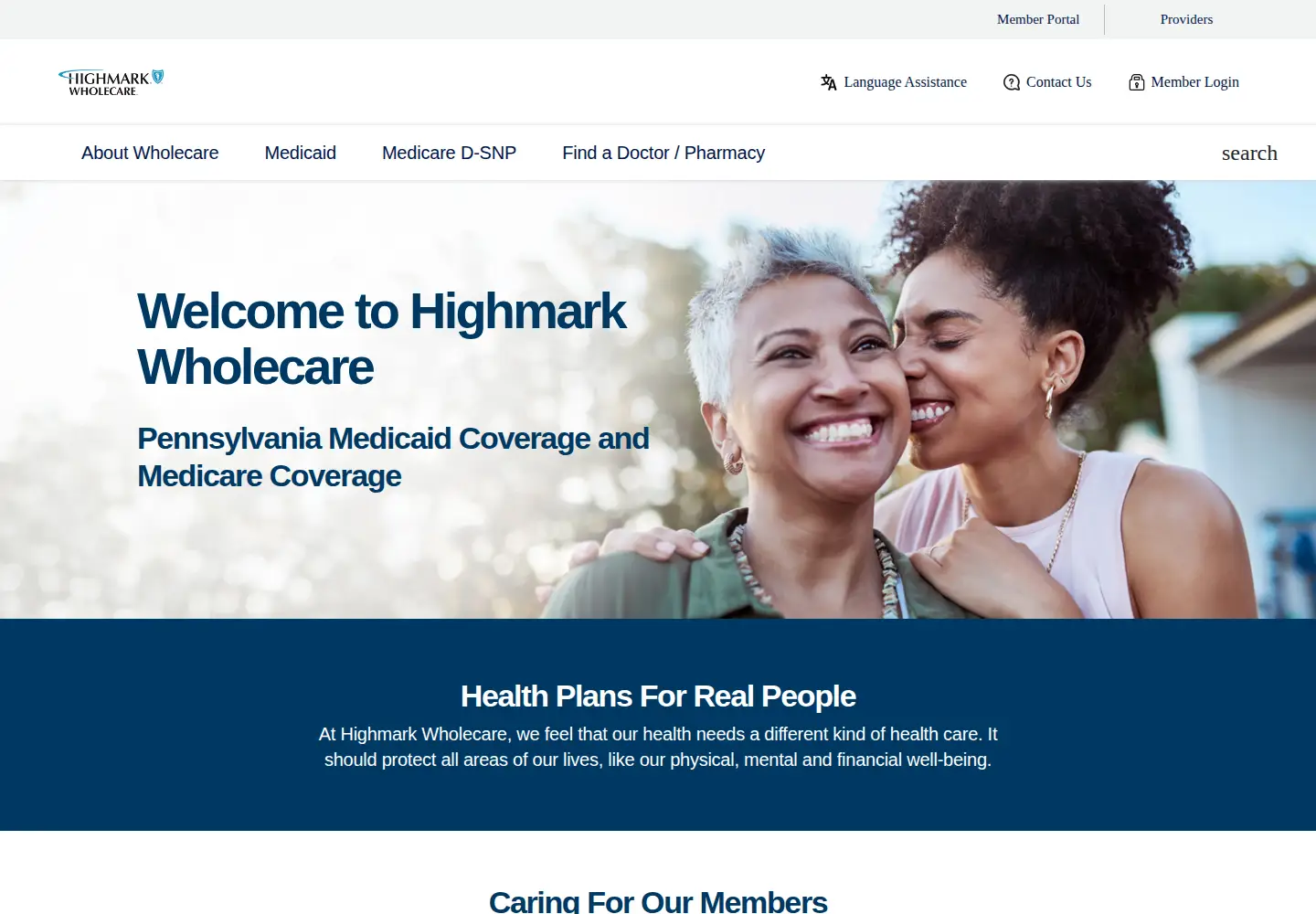 Screenshot of highmarkwholecare.com