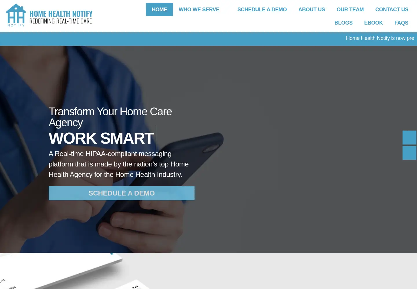 Screenshot of homehealthnotify.com
