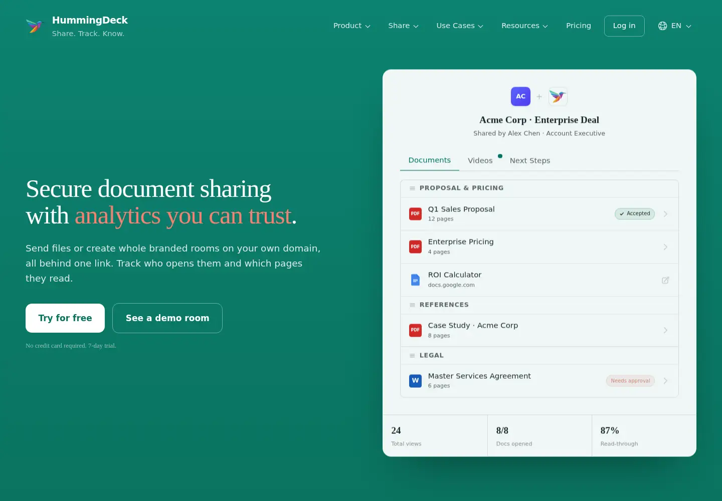 Screenshot of hummingdeck.com