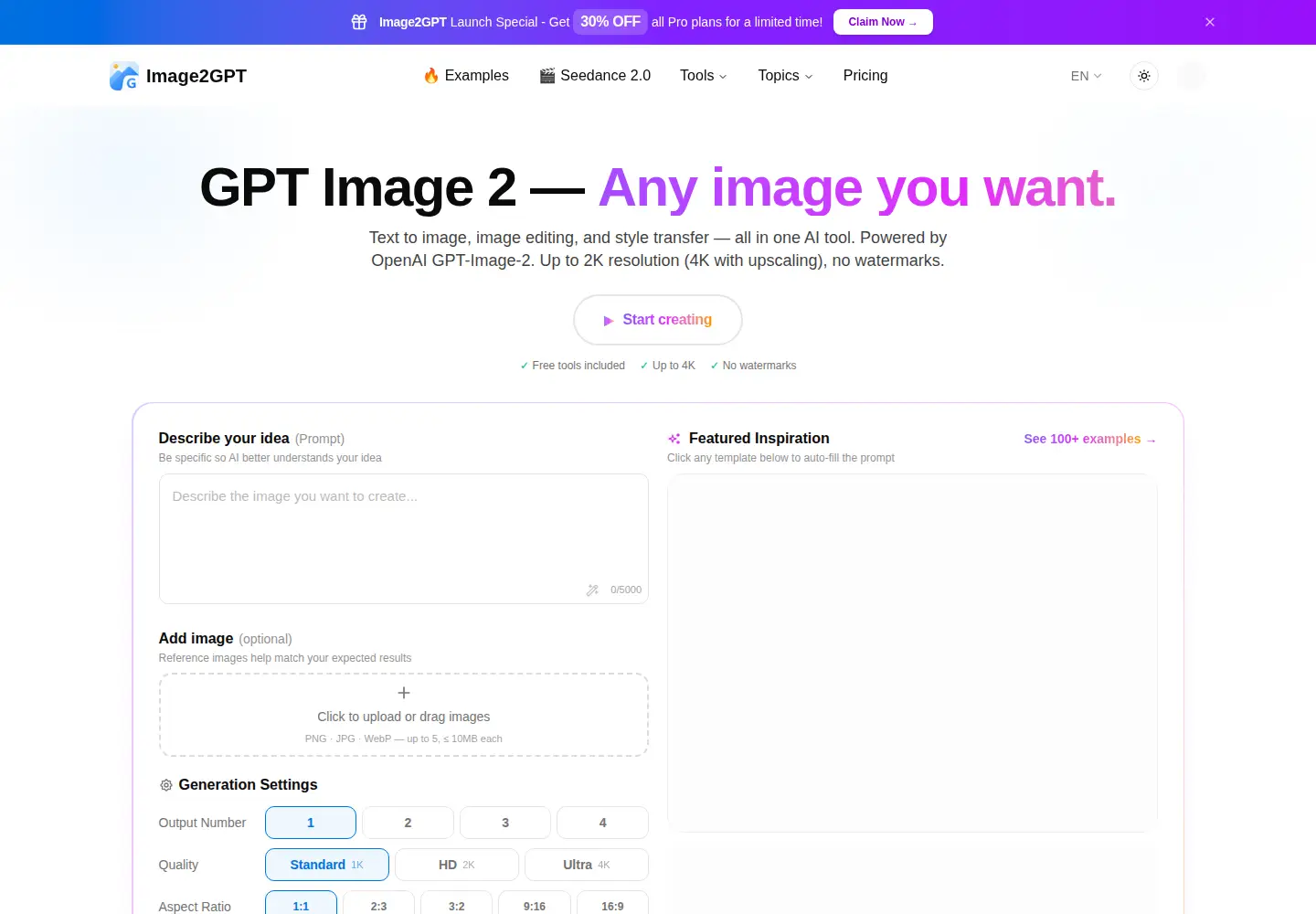 Screenshot of image2gpt.com
