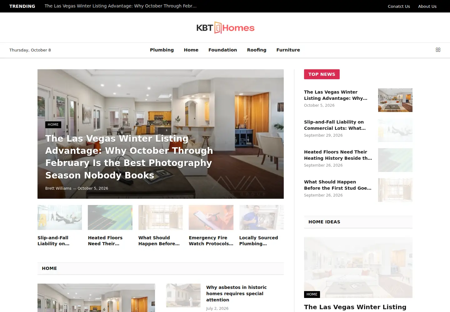 Captured homepage of kbthomes.com in the current scan