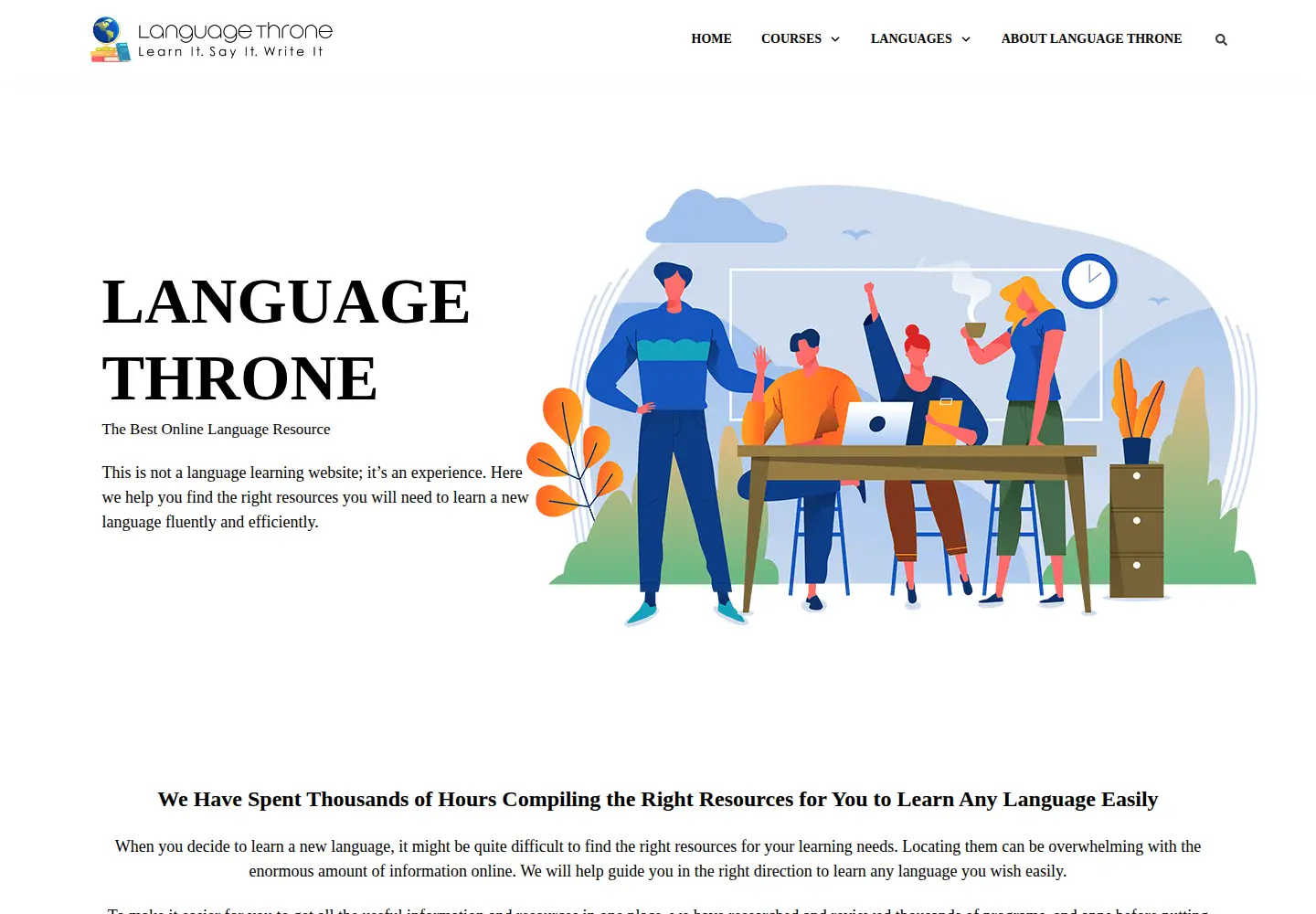 Screenshot of languagethrone.com