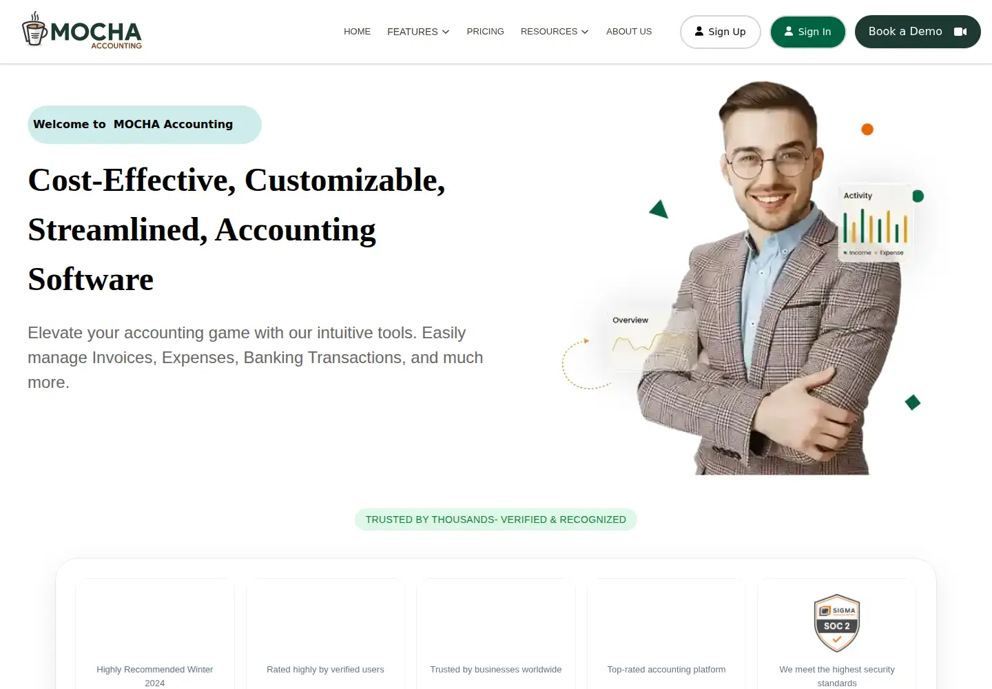 Captured homepage of mochaaccounting.com in the current scan