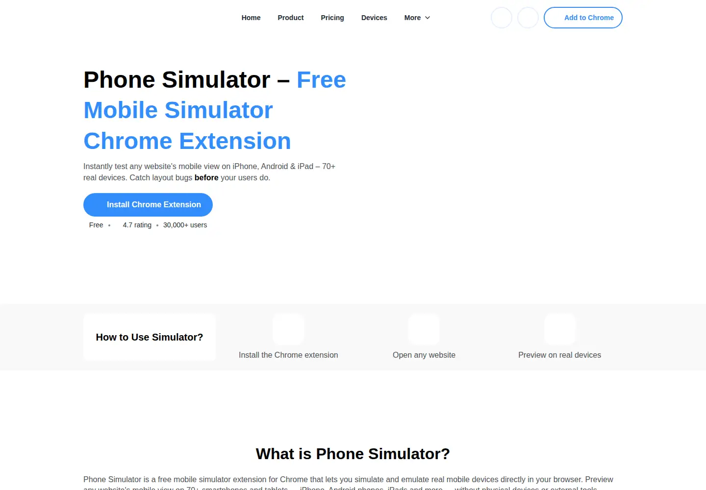 Captured homepage of phone-simulator.com in the current scan