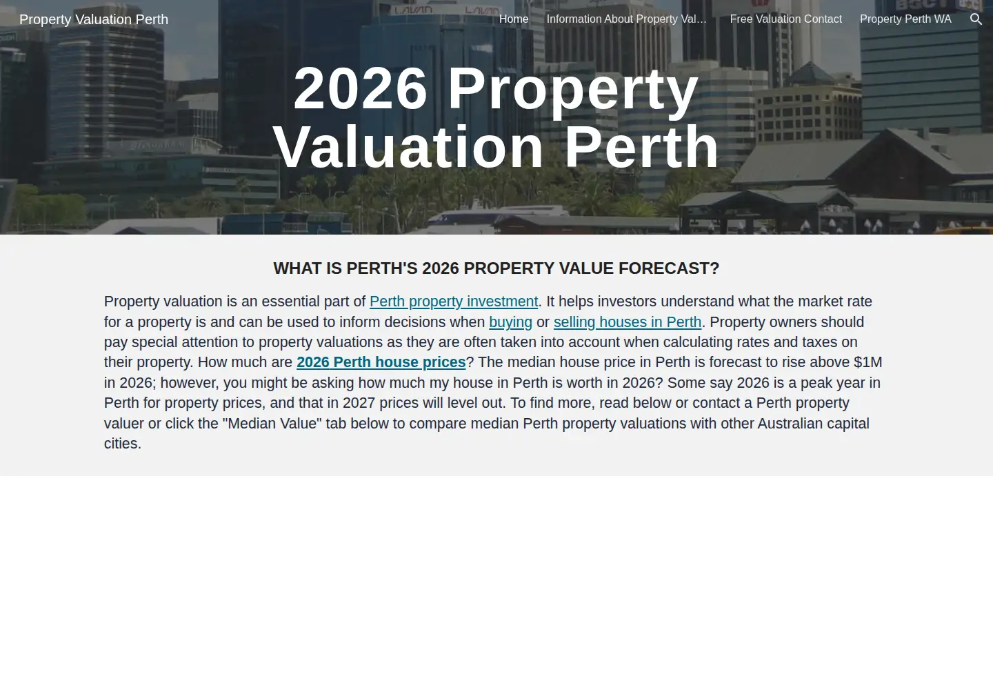 Captured homepage of propertyvaluationperth.com in the current scan