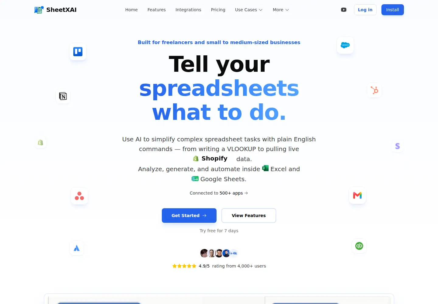 Screenshot of sheetxai.com
