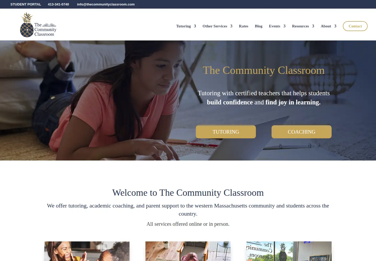 Captured homepage of thecommunityclassroom.com in the current scan
